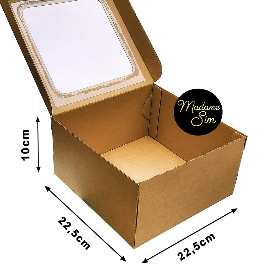

KOTAK KUE - CAKE BOX 22 x 22 x 10 CM - COKLAT + JENDELA (ISI 10 PCS)
