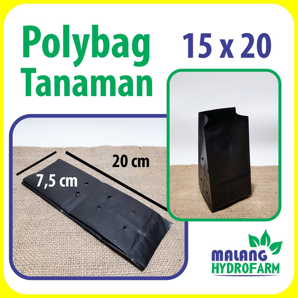Polybag 15x20 cm satuan pot plastik tanaman hias tabulampot tanah hitam hydroponik buah benih