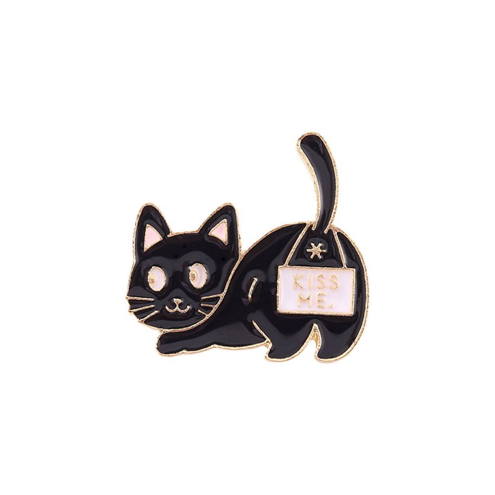 Bros Pin Enamel Bentuk Kucing Bahan Alloy Untuk Kerah Jaket Denim