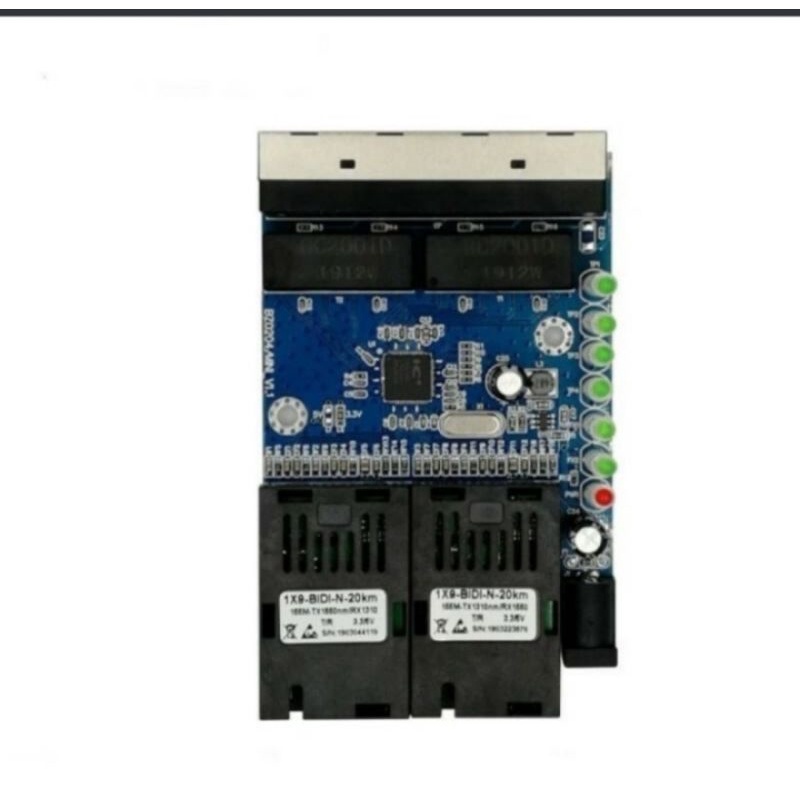 PCB Board 4 RJ45 2 SC Fiber Optic Converter 10/100Mbps Ethernet Switch