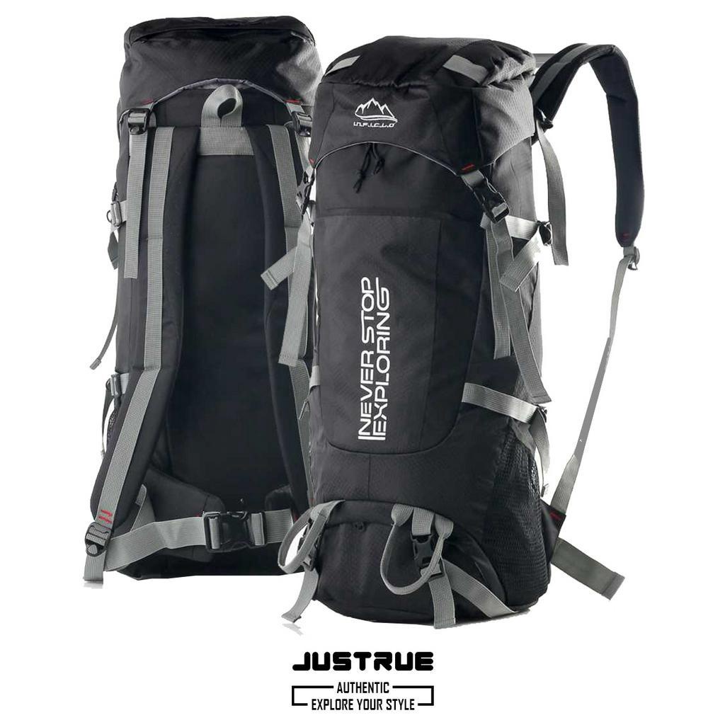 Justrue Tas Gunung Carrier 60 Liter Ransel Keril 60L Hitam 633