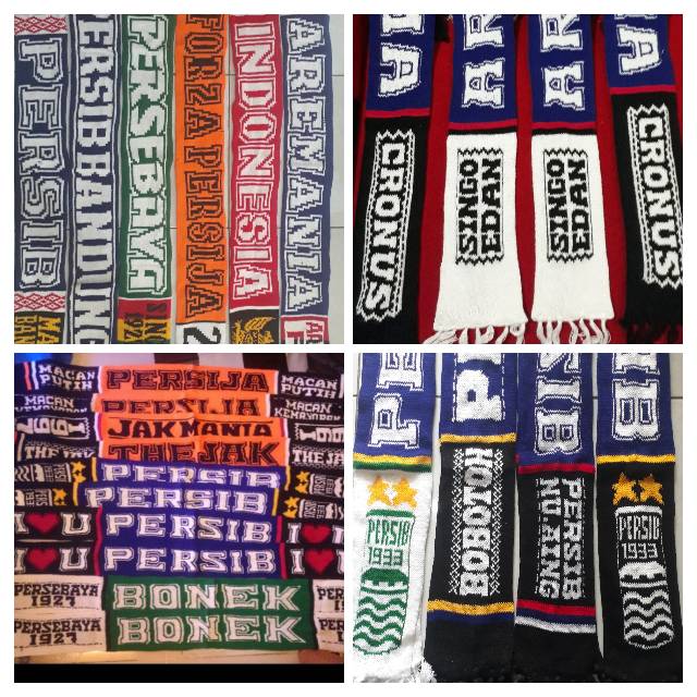 SYAL. RAJUT. BOLA PERSIB .PERSEBAYA. PERSIJA. AREMA. TIMNAS INDO DLL..12.500 MIN 10 pcs