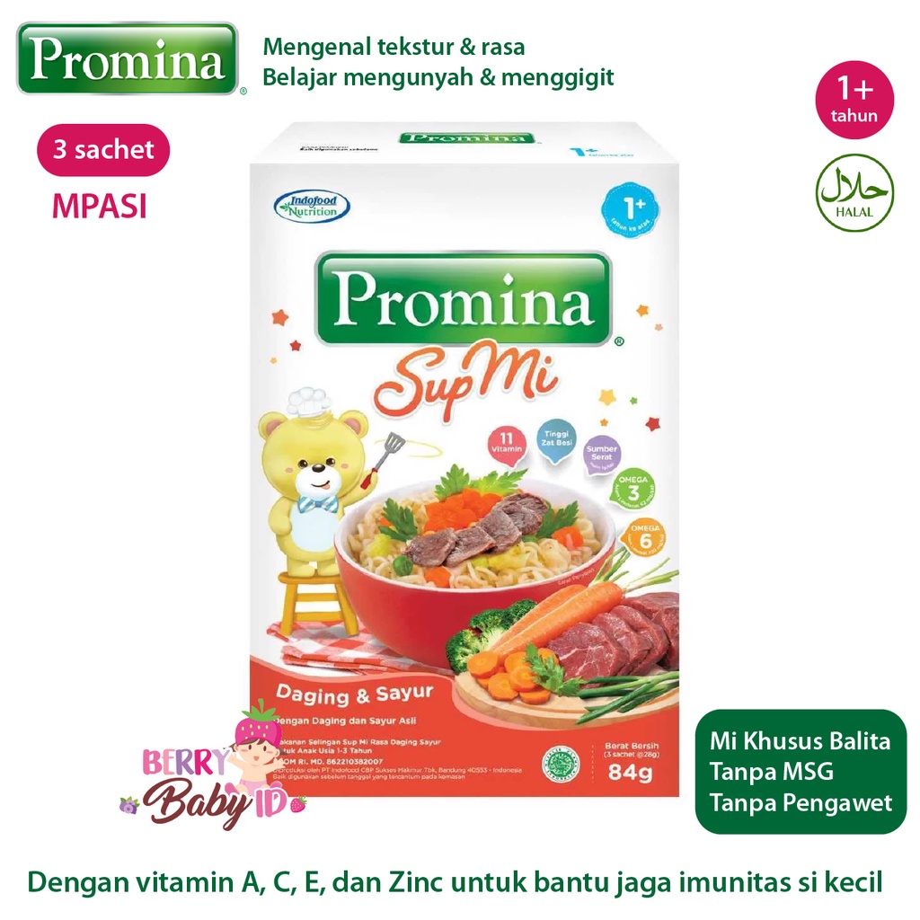 Promina Sup Mi Ayam Sayur &amp; Daging Sayur MPASI Makanan Bayi 12m+ Berry Mart