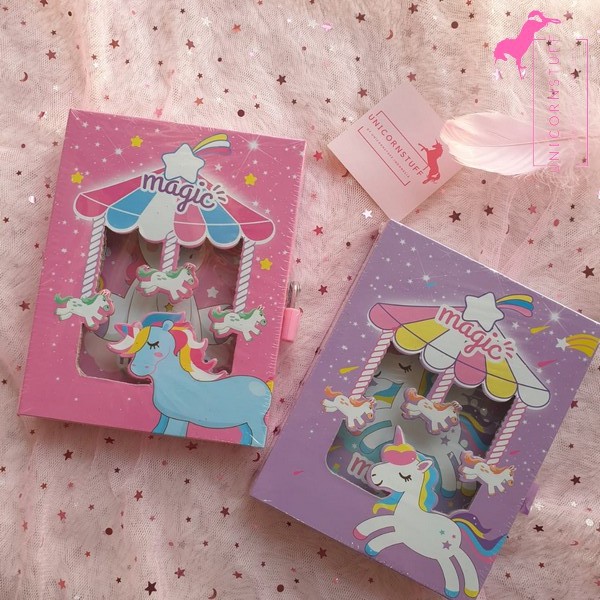 DIARY UNICORN GEMBOK NOTEBOOK BUKU TULIS ANAK CATATAN KADO HADIAH CEWEK