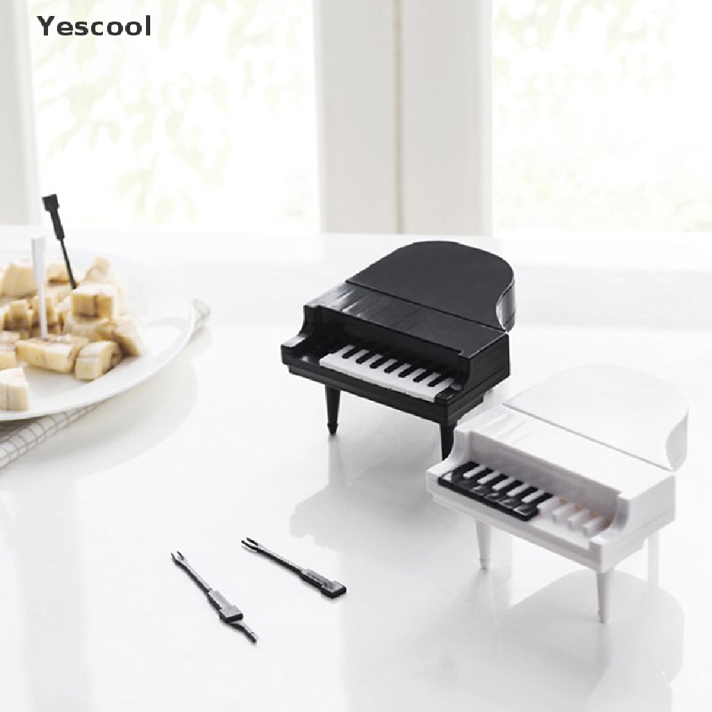 Yescool 10pcs Garpu Buah Bentuk Tuts Piano Bahan Plastik Untuk Anak