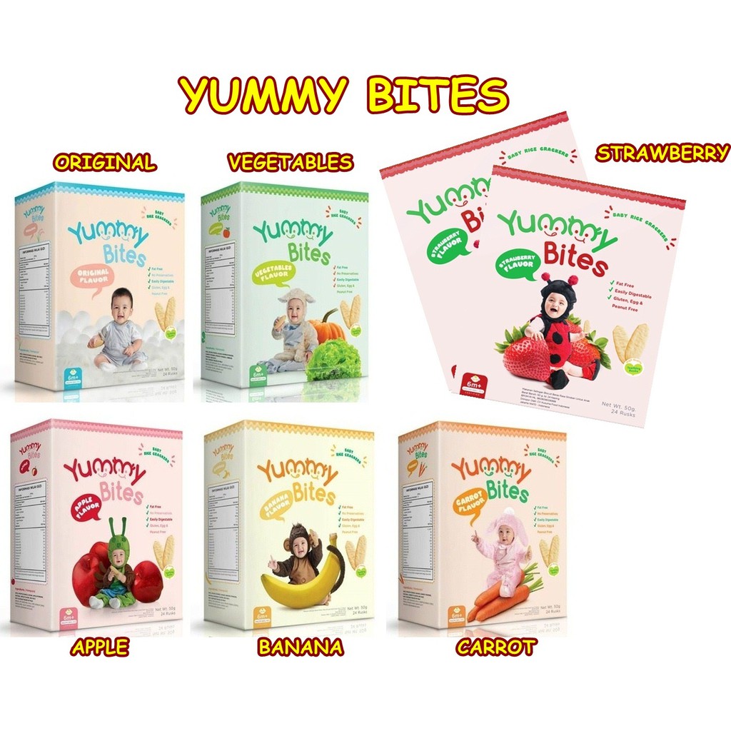 YUMMY BITES RICE CRACKERS 50GR SNACK BABY