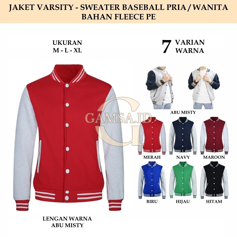 JAKET BASEBALL PRIA WANITA - JACKET SWEATER VARSITY POLOS SEKOLAH KERJA MURAH