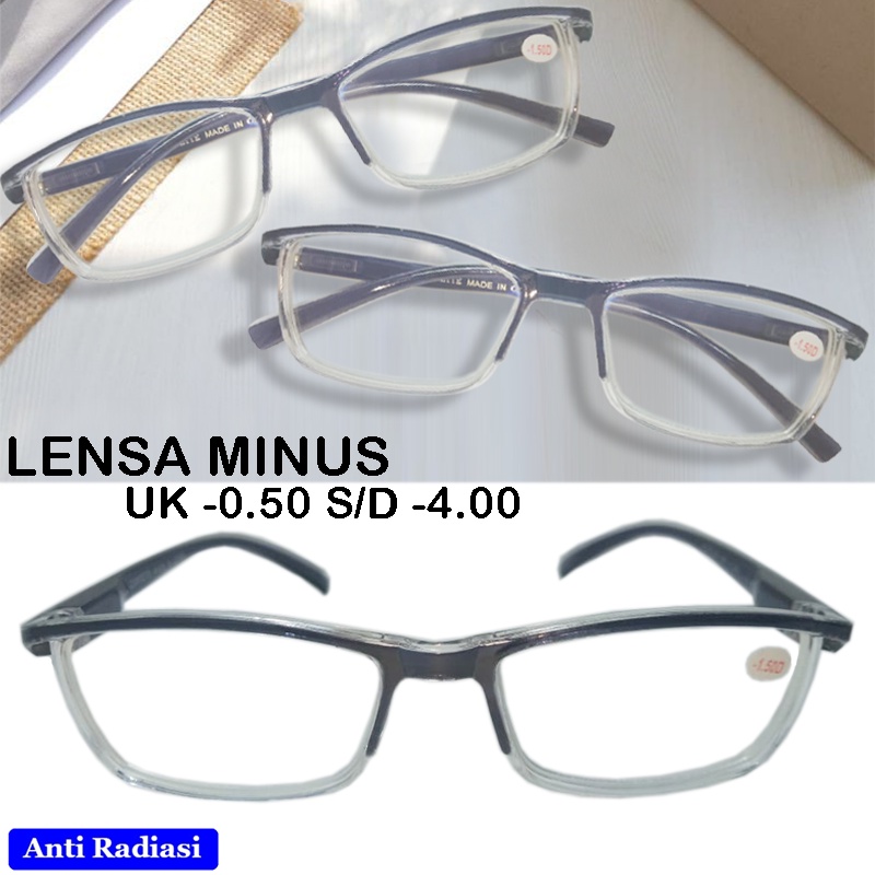 Kacamata Anti radiasi Blueray Lensa Minus (-) Kacamata Baca Minus -0.50 s/d +4.00 Pria Wanita Kaca mata Minus Frame Half Rim / Kacamata Baca Fashion Terbaru / Kacamata Dewasa / Kacamata Mines