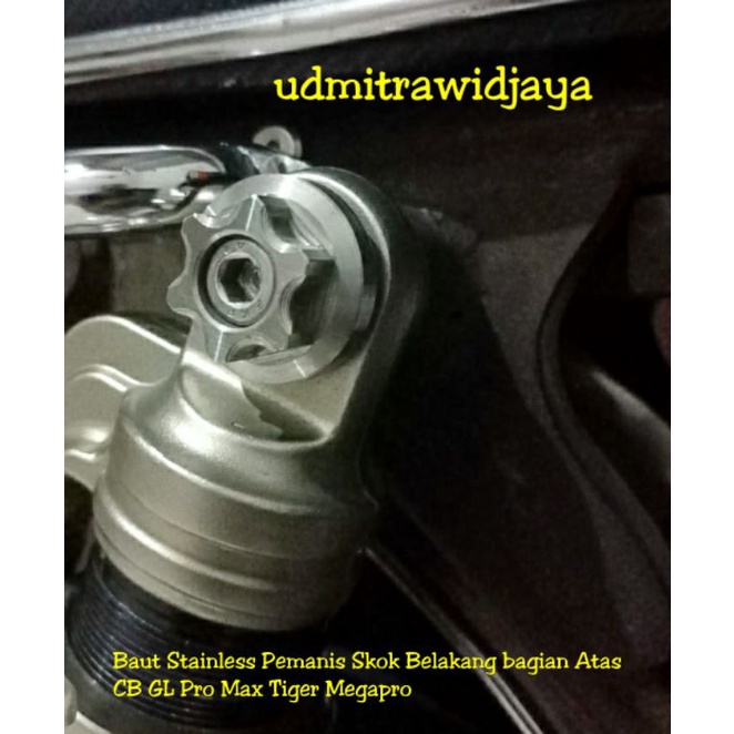 Baut L Shokbeker Belakang atas Honda Gl Megapro Tiger Stainless Baut Shok Stainless baut L stenlis pemanis shock skok belakang bagian atas  CB GL Pro Max Tiger Megapro dll....