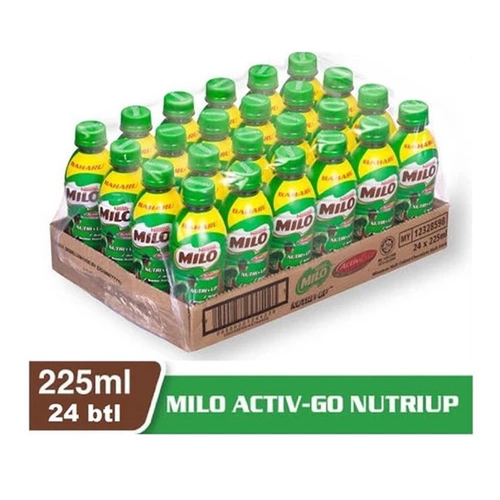 

MILO 1 KARTON ISI 24 PCS ACTIV-GO NUTRI UP BOTOL 225 ML MINUMAN BOTOL RASA COKLAT UHT