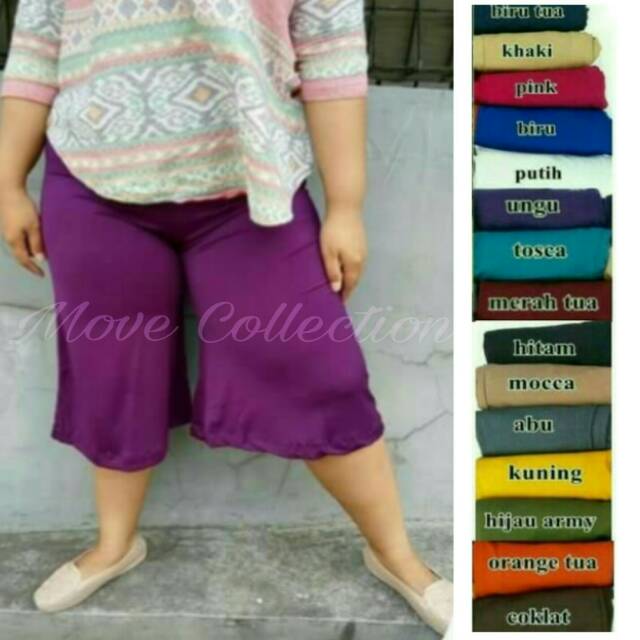 Celana Kulot Pendek Jumbo Bigsize Spandek Jersey Licin Melar