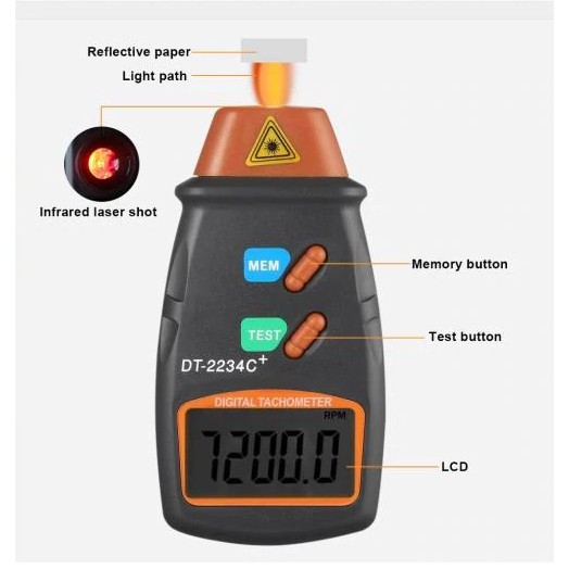 Tachometer Digital Alat Ukut Keceoatan RPM Motor Non Contact