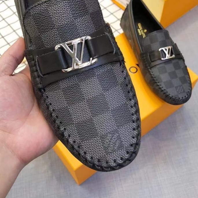 sepatu lv loafer pria mirror quality shoes lou is vuitton hitam damier casual terlaris