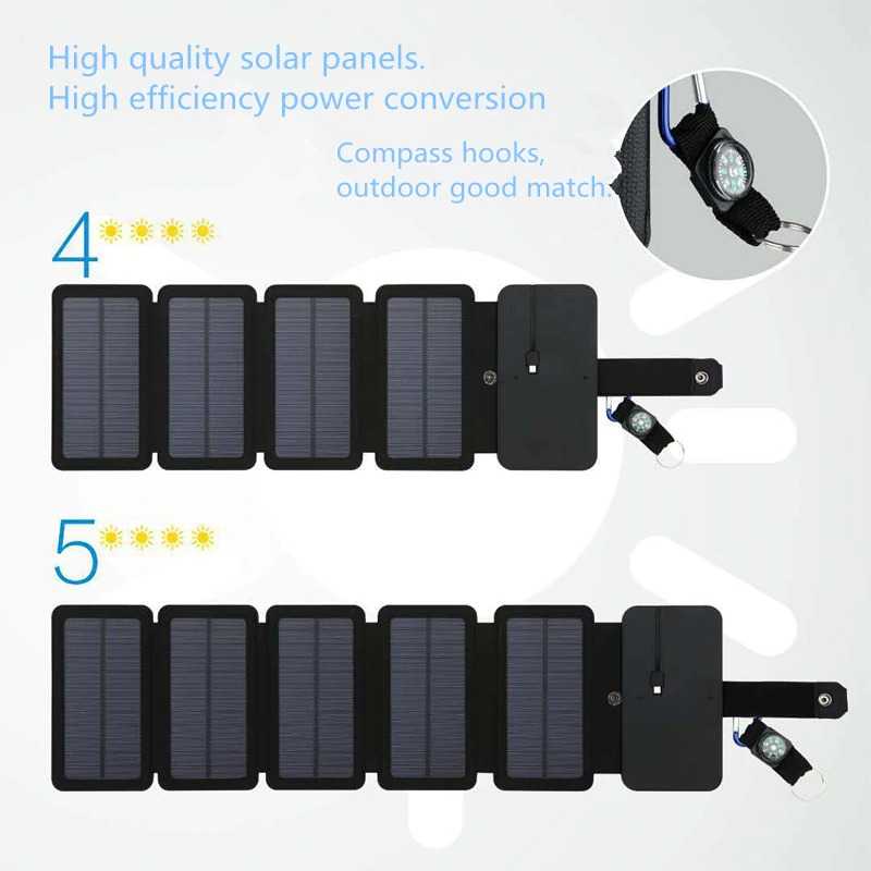 KERNUAP Charger Solar Panel Portable 5 Folding USB Port 9W5V - KER-SO1-Hitam