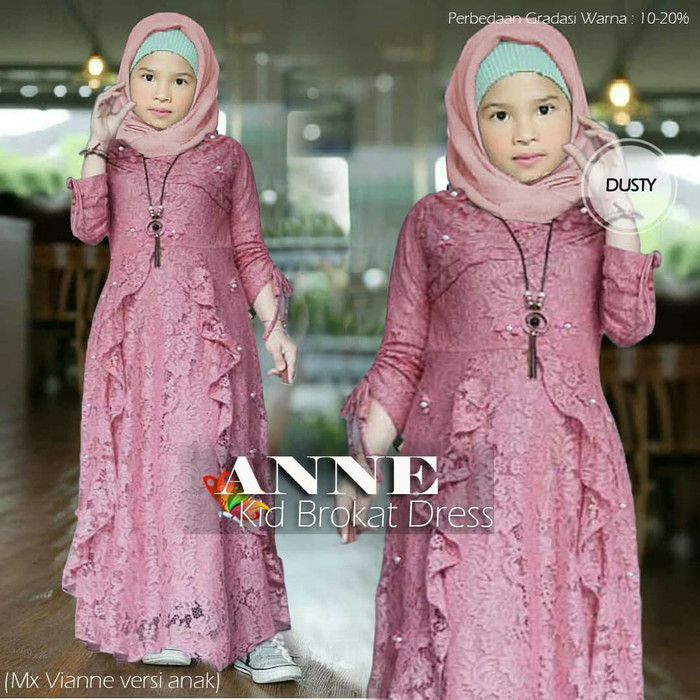 Baju Muslim Anak Perempuan Gamis Brokat Anak Gamis Anak Pesta Anne Merah Muda Shopee Indonesia