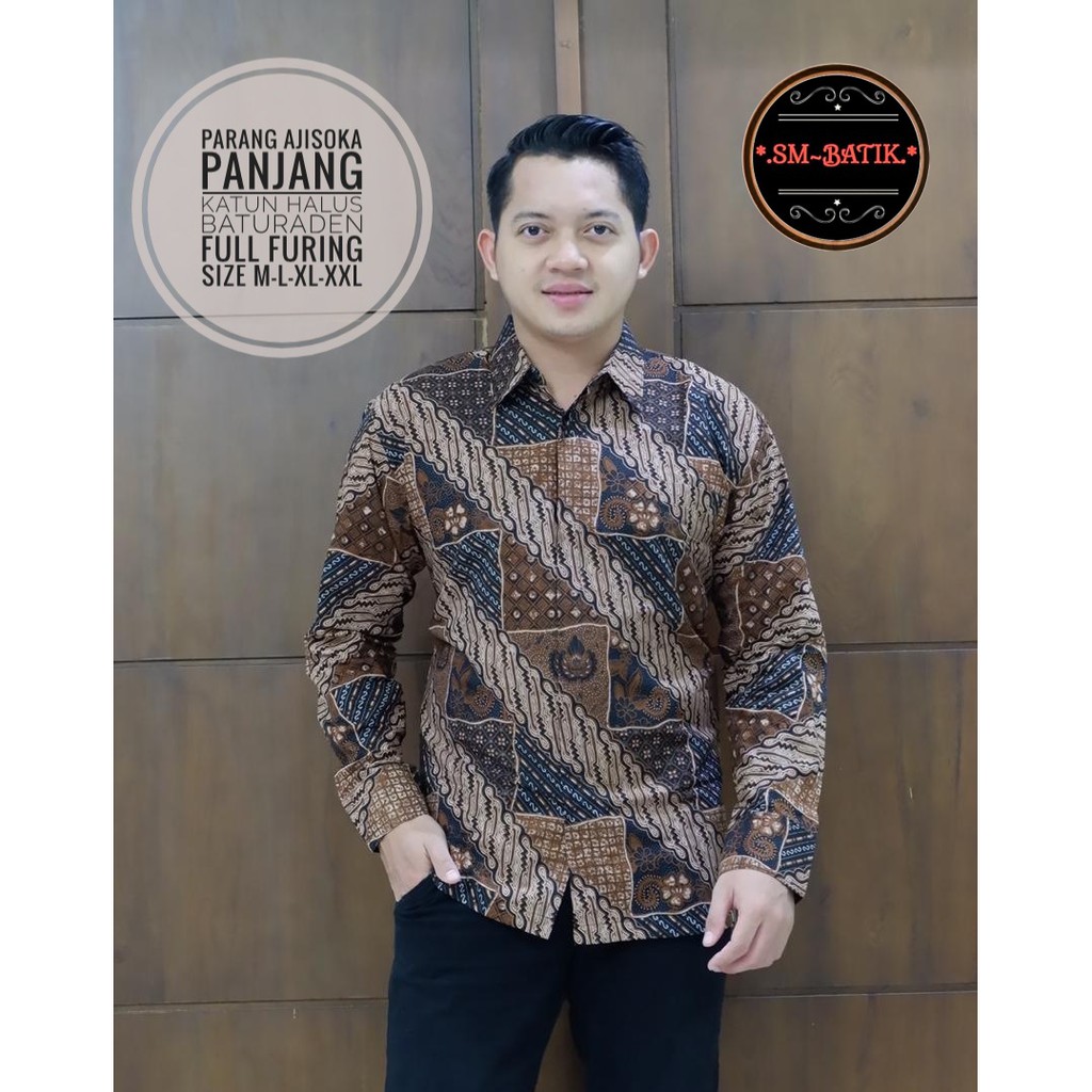 PARANG AJISOKA SM BATIKSOLOAMANAH KEMEJA BAJU BATIK PRIA SOLO LENGAN PANJANG PENDEK LAPIS FURING ATASAN BATIK PREMIUM MODERN KATUN HALUS PANJI LESMONO ADIWANGSA GOLD PERMANA MERAH ASWANGGA 6 PARANG DIRGA GODONG BIRU DADU CAKRAWALA PEKSI BAMBU GUNARDO 2