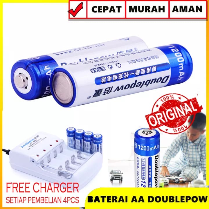 Batu Baterai AA Battery Batre Recharge Charge Cas Rechargeable 1200Mah - Batu Batre Isi Ulang AA Tahan Lama 2 Pcs / Batu Batre Isi Ulang Bisa Di Cas / Baterai Murah / Baterai Tahan Lama / Baterai Kualitas Tinggi / Baterai Import / Batu Baterai REMOT