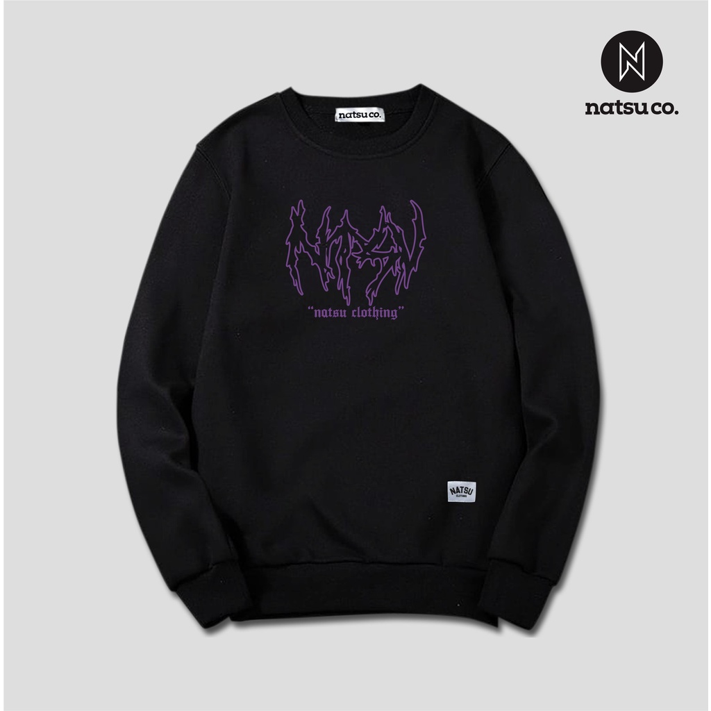 Crewneck Sweater Font Metal Pria Wanita NTSU METAL LINE Ungu Premium Quality NATSU CO x PANDAWA HOODIE