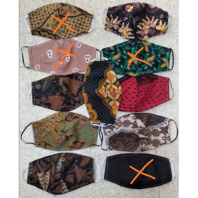  MASKER  KAIN KATUN 2 LAPIS MOTI BATIK  KARET HIJAB  Shopee  