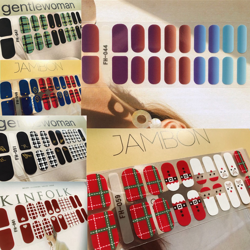 Fh 20pcsset Stiker Kuku Palsu Akrilik 3d Untuk Nail Art Diy