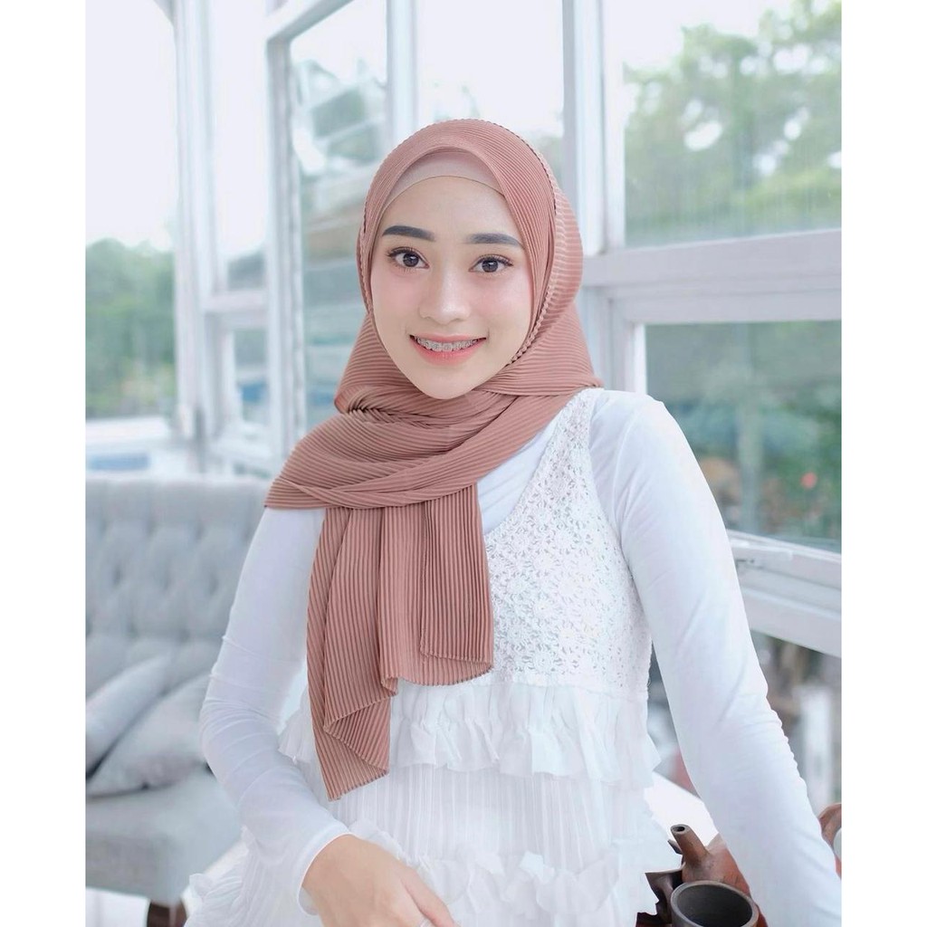 [ PROMO ] PASHMINA PLISKET LIDI FULL CERUTY BABYDOL PREMIUM / PLEATED SHAWL / TANPA GARIS TENGAH-1