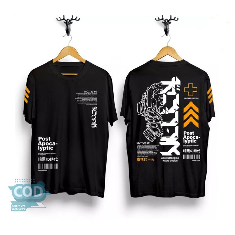 BAJU KAOS  LENGAN PENDEK COTTON COMBED 30SBaju Kaos Tshirt Pria robot hitam Distro Lengan Pendek Motif Sablon Bergambar Keren Unisex / kaos hitam peria baju kaos putih polos