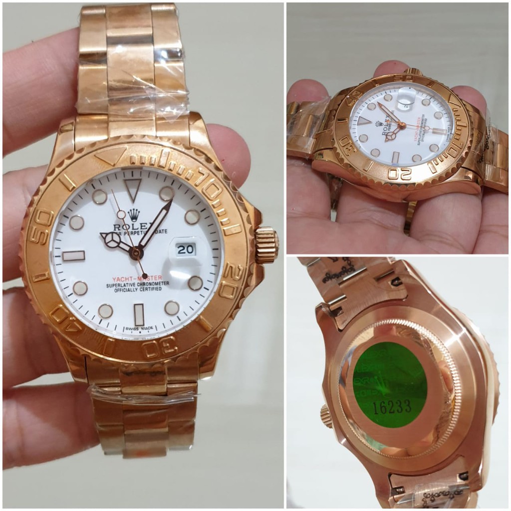 COD Sale Jam Rolex Special Yacht-Master Gold Garansi 1th Kaca Anti Gores - Automatic - Jam Import