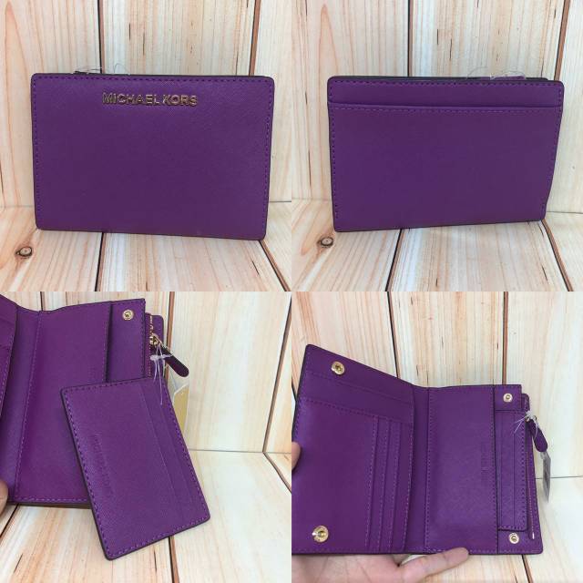 Michael Kors Jetset Card Wallet Carry All Pomegranate