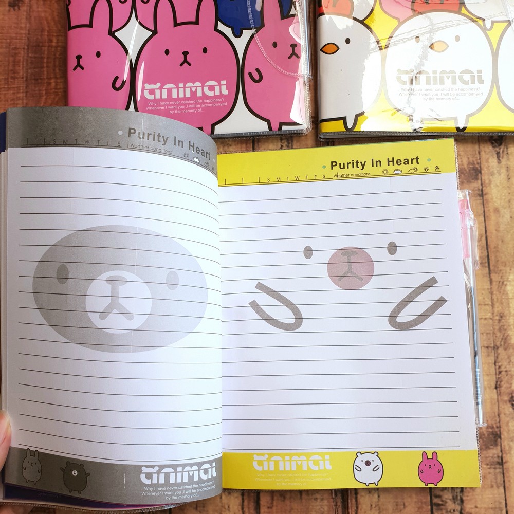 Diary Kancing A5 Cute Animal Bonus Pen 3609 - Buku Cute Animal A5 - Notepad HYN-223609