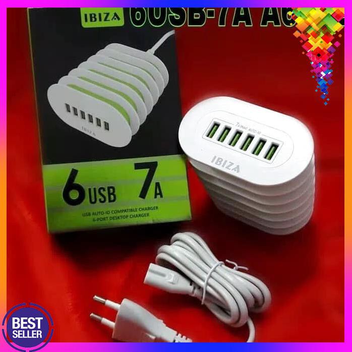 Acc Hp Travel Charger Ibiza 6 Ports Usb 7A Charging Smarphone Tablet