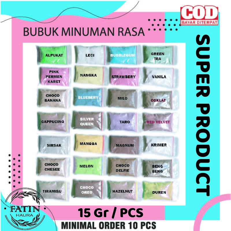 PROMO BUBUK MINUMAN RASA 15 GR SUPER PRODUK / SERBUK MINUMAN ANEKA RASA / BUBUK MINUMAN KEKINIAN/ POWDER DRINK