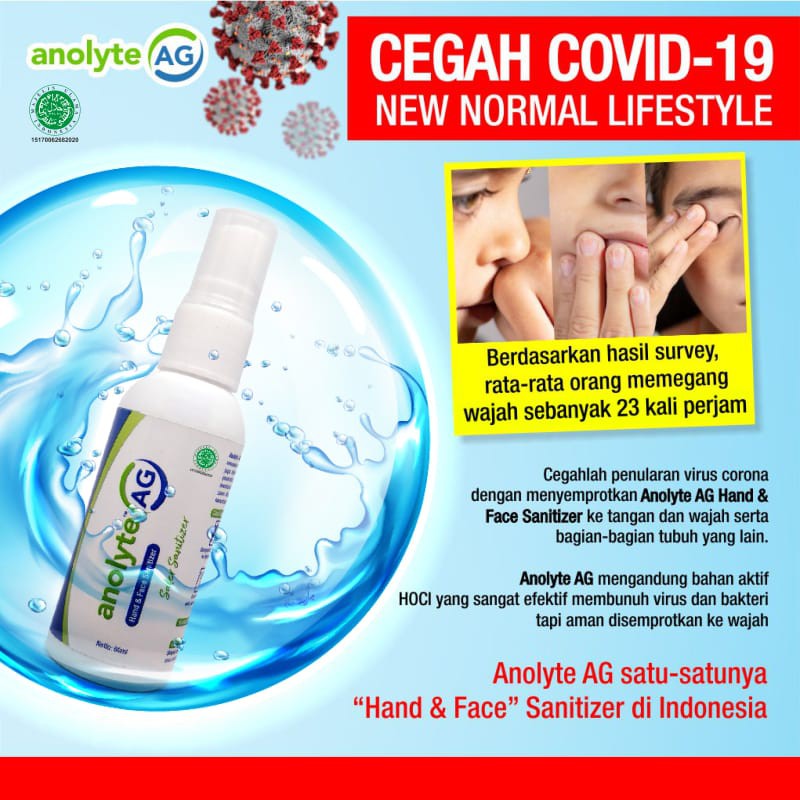 Hand Sanitizer Murah ANOLYTE AG (HOCl) 60 ml Spray - Antiseptik Murah & Halal