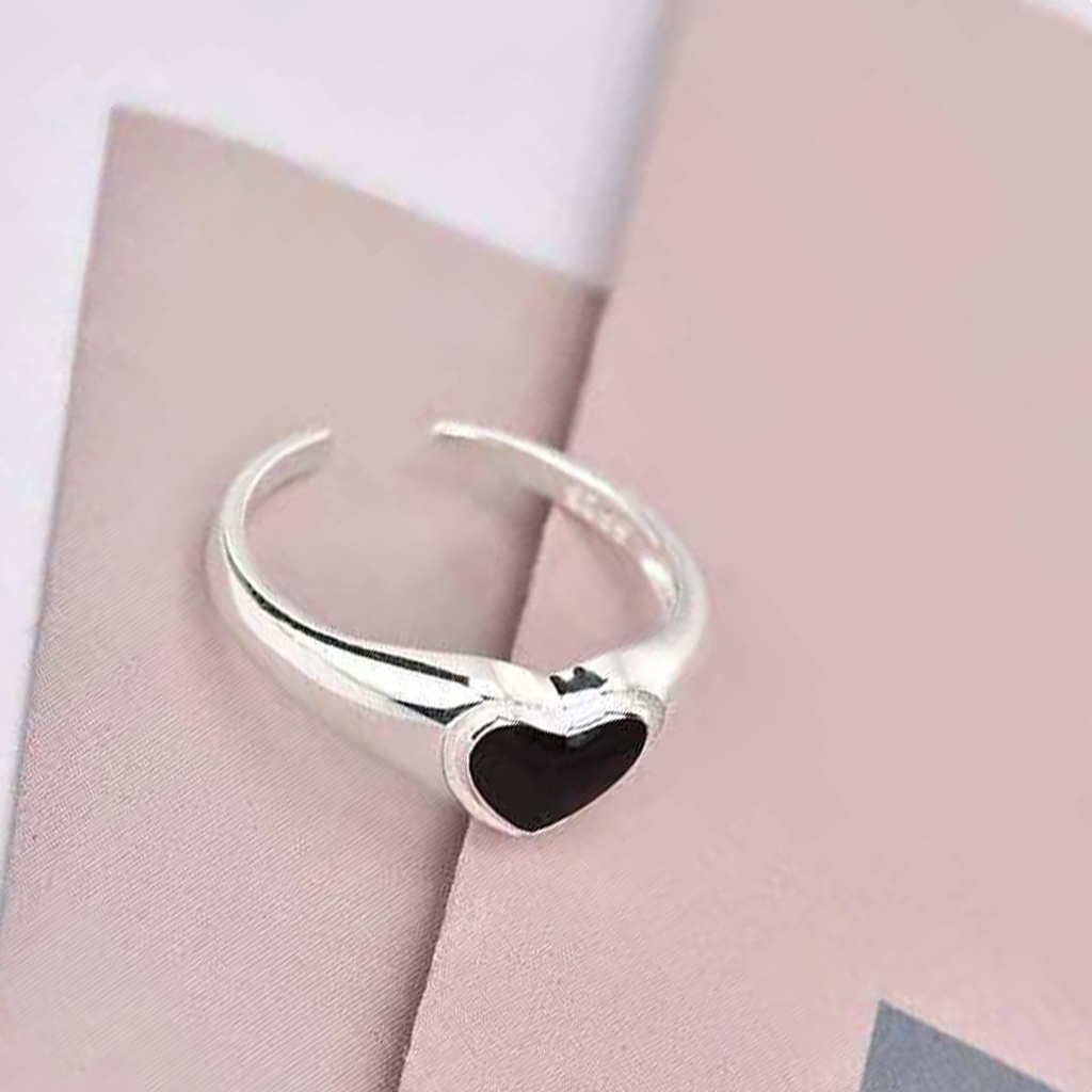 Hu Hu Hu Hu Hu Alat Bantu Pasang Kacamata♡ Cincin Susun Bentuk Hati Bahan Alloy Anti Alergi Untuk Wanita