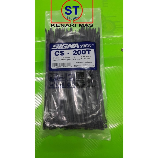 

۩ Kabel Ties / Kabel Tis / Cable Tie CS 200 T HITAM 20 cm SIGMA ♦