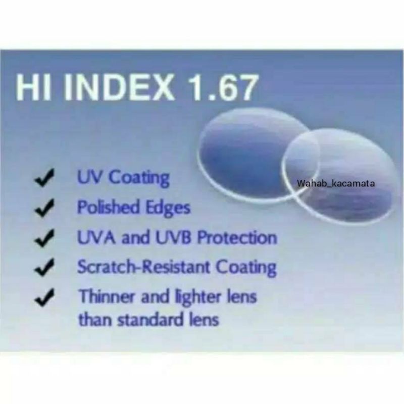 TAMBAHAN LENSA MINUS HI INDEX 1.67 lensa tipis