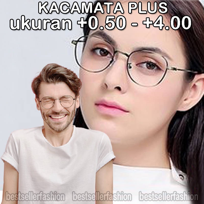 KACAMATA BACA PLUS (+) FRAME OVAL METAL PRIA WANITA Uk +1.00 s/d +3.00 KACAMATA PLUS TERBARU KACAMATA RABUN DEKAT KACA MATA BACA LENSA PLUS READING GLASSES KACAMATA OVAL