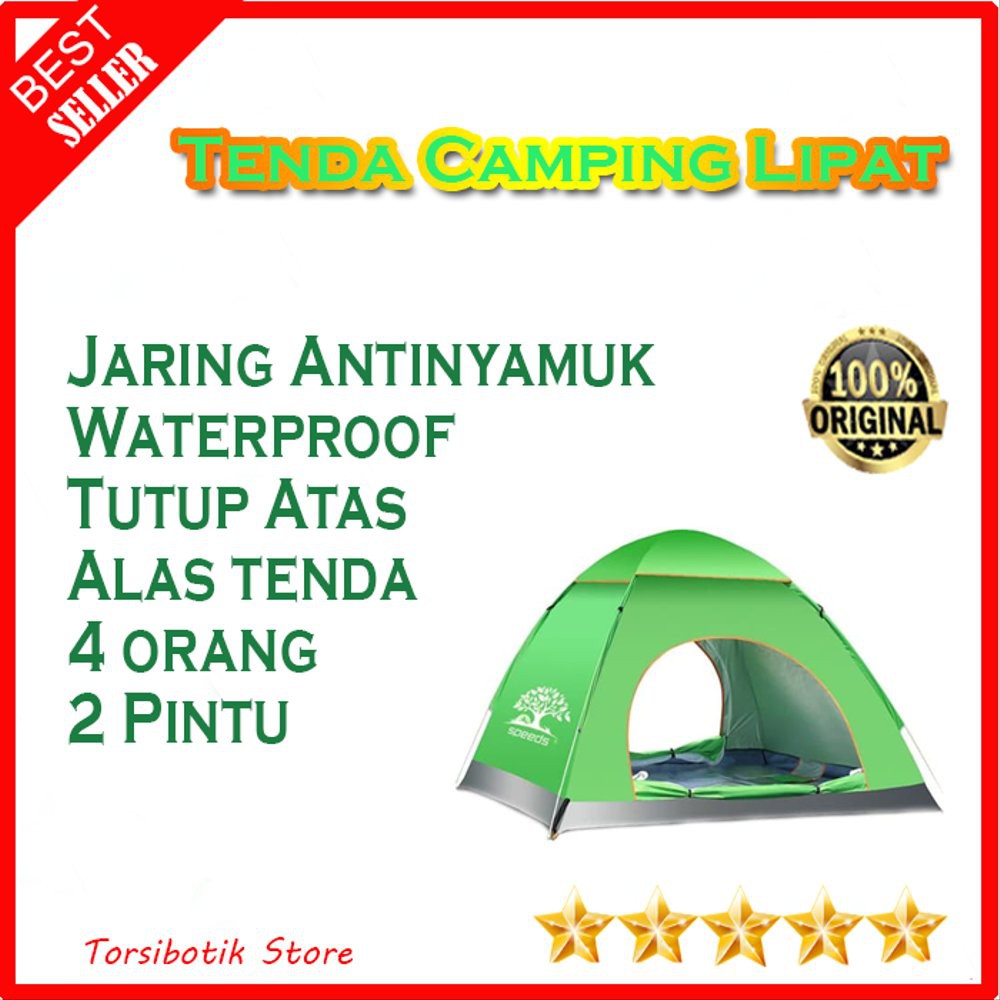 Tenda Camping Kemah Dome Pramuka Gunung Pantai Otomatis 34 Orang Waterproof