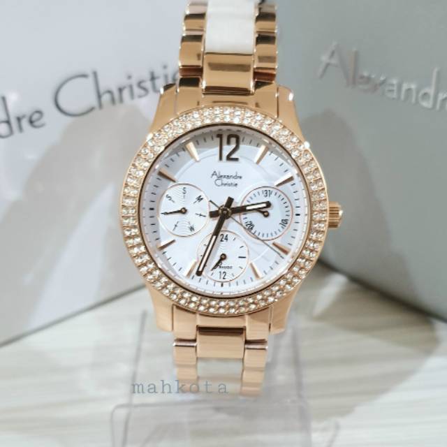 Jam tangan wanita Alexandre Christie AC 2463BF White rosegold