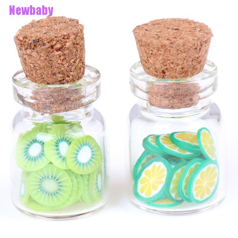 (Newbaby) 1pc Botol Kaca Mini Isi Potongan Buah Dengan Gabus Untuk Dapur / Rumah Boneka