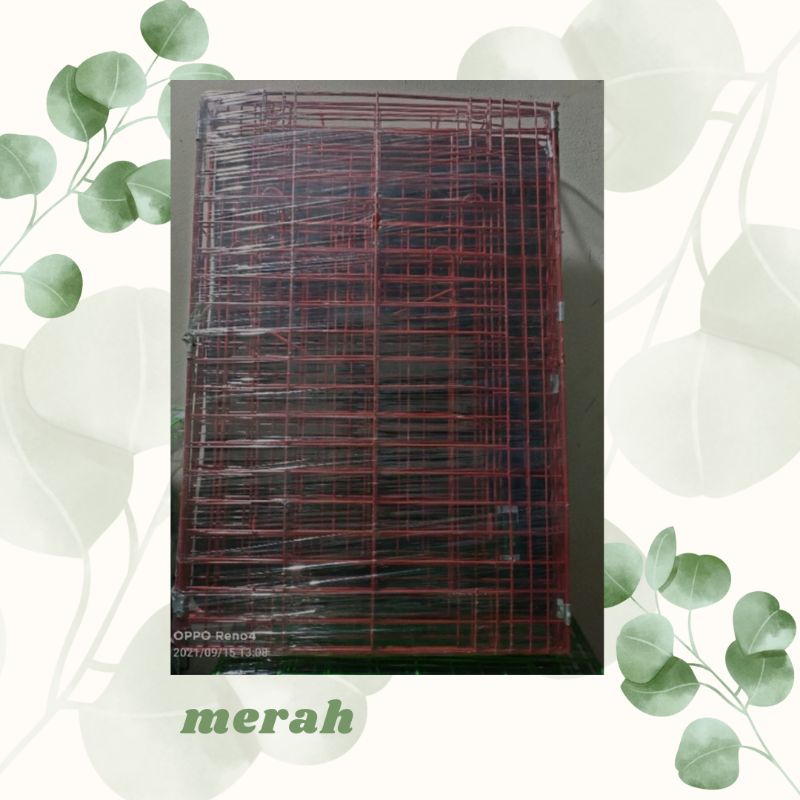 KANDANG KUCING ANJING KELINCI MUSANG BESI LIPAT TINGKAT 1 UKURAN 60X45X55 Size L-60 CM Merah