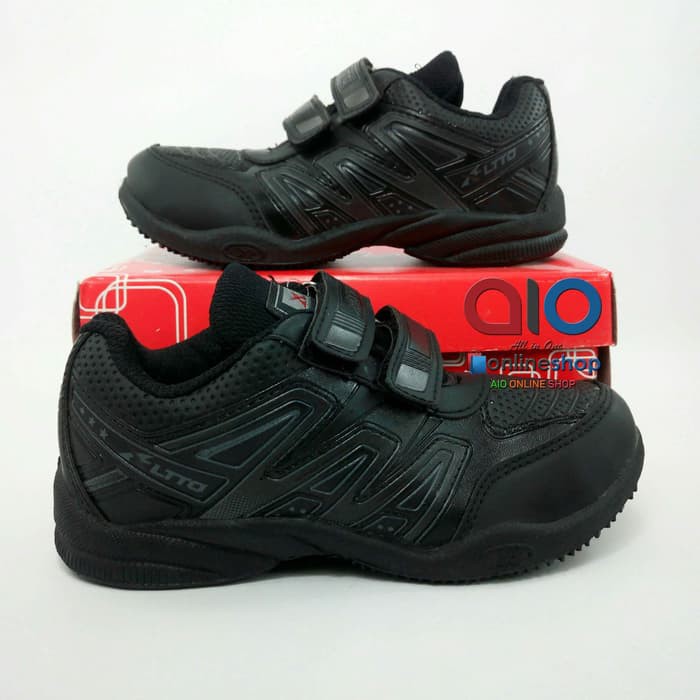 Sepatu Pro Altto Tokyo 31-33 Hitam Polos Rekat Sekolah TK SD Anak