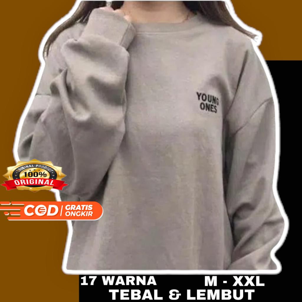 SWEATER BASIC SIZE M-XXL (PRIA&WANITA) SABLON YOUNG ONES kaos sweatshirt hoodie pakaian switer swete
