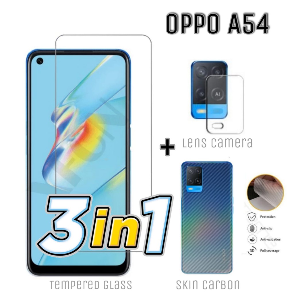 Tempered Glass OPPO A54 4G Anti Gores Clear Dan Pelindung Camera Free Skin Carbon Garskin Protector