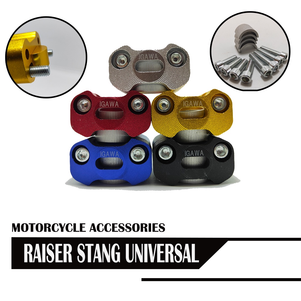 RAISER STANG CNC UNIVERSAL PENINGGI STANG FATBAR MOTOR VIXION KLX CB150R RX KING TIGER MEGAPRO XABRE motor