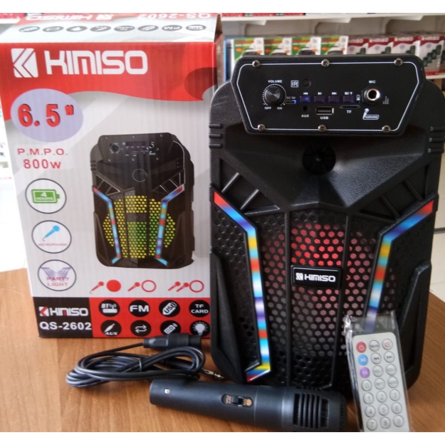 SPEAKER BLUETOOTH PROTABLE 6'5 KIMISO QS -2602 PLUS MIC KARAOKE
