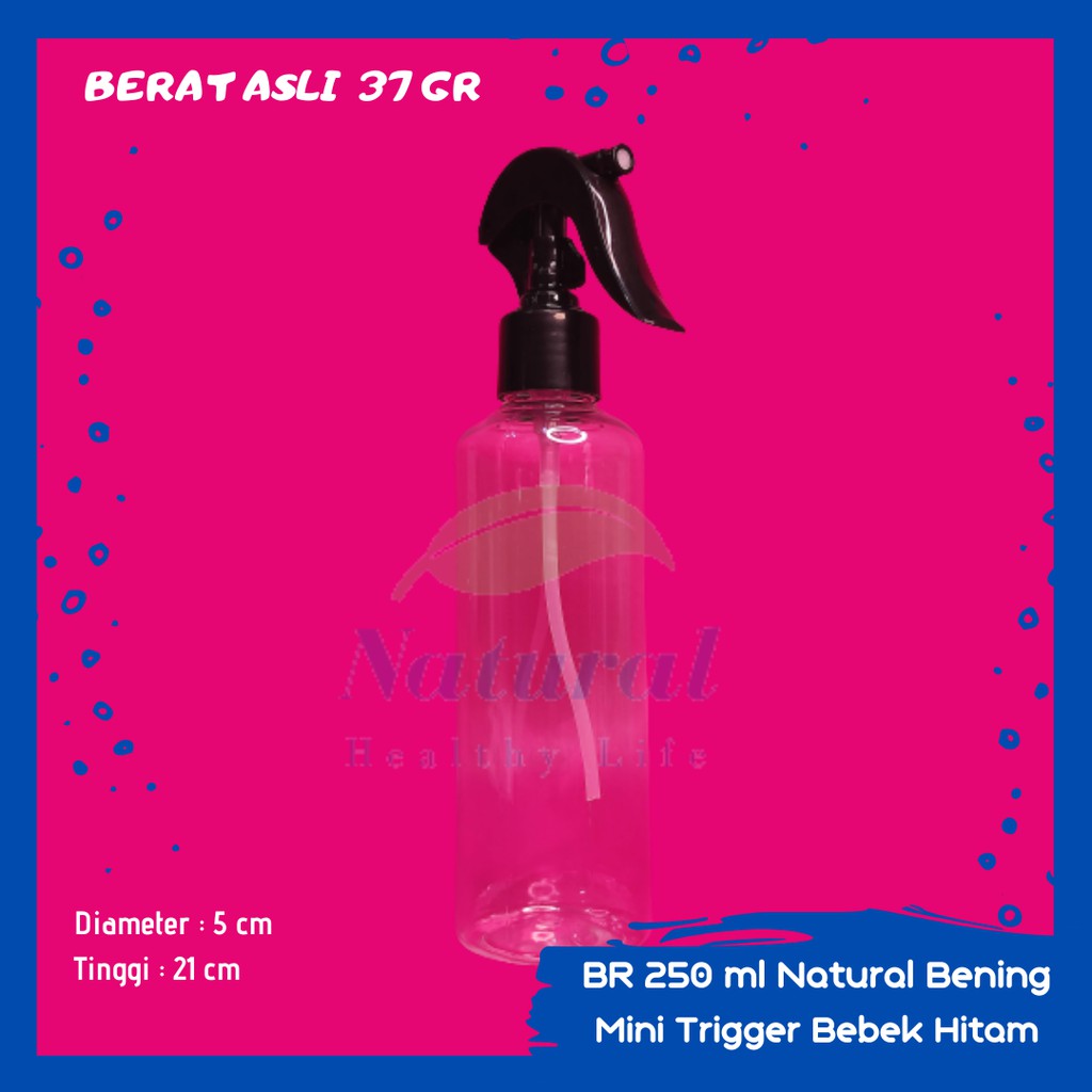 Botol 250ml BR Natural Bening AR mini Trigger Bebek Spray N 24 Bahan PET