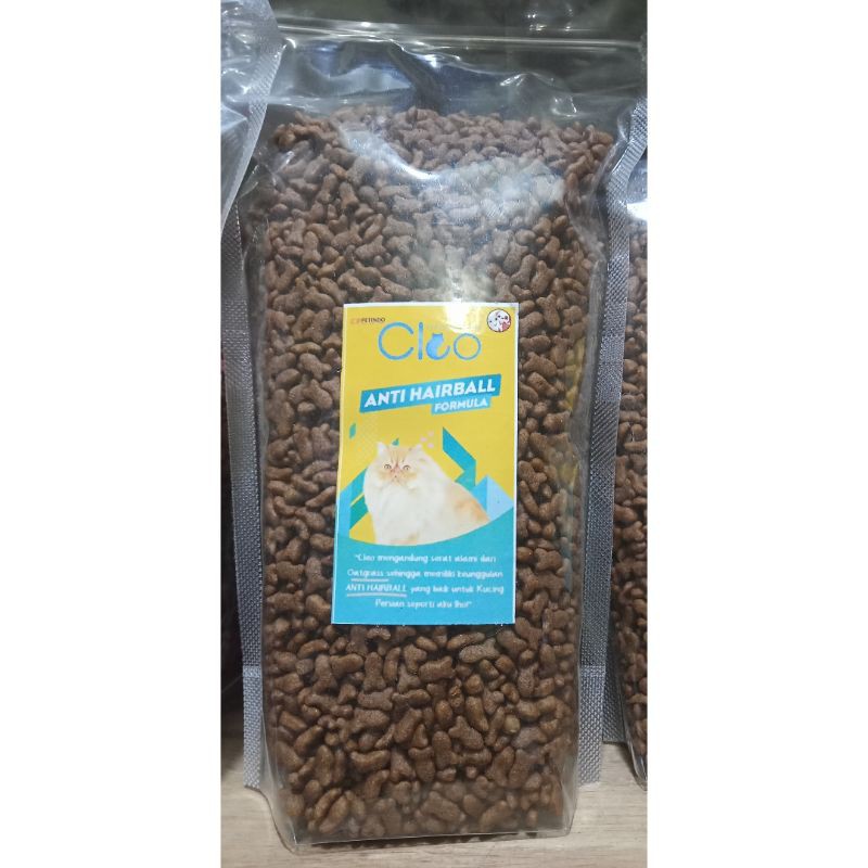 Cleo anti hairball repack 500gr makanan kicing