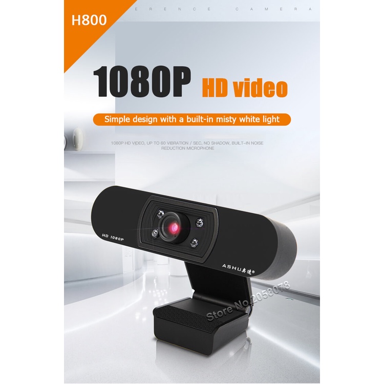 ASHU HD Webcam Desktop PC Laptop Video Conference 1080P Mic H800 ( Al-Yusi )