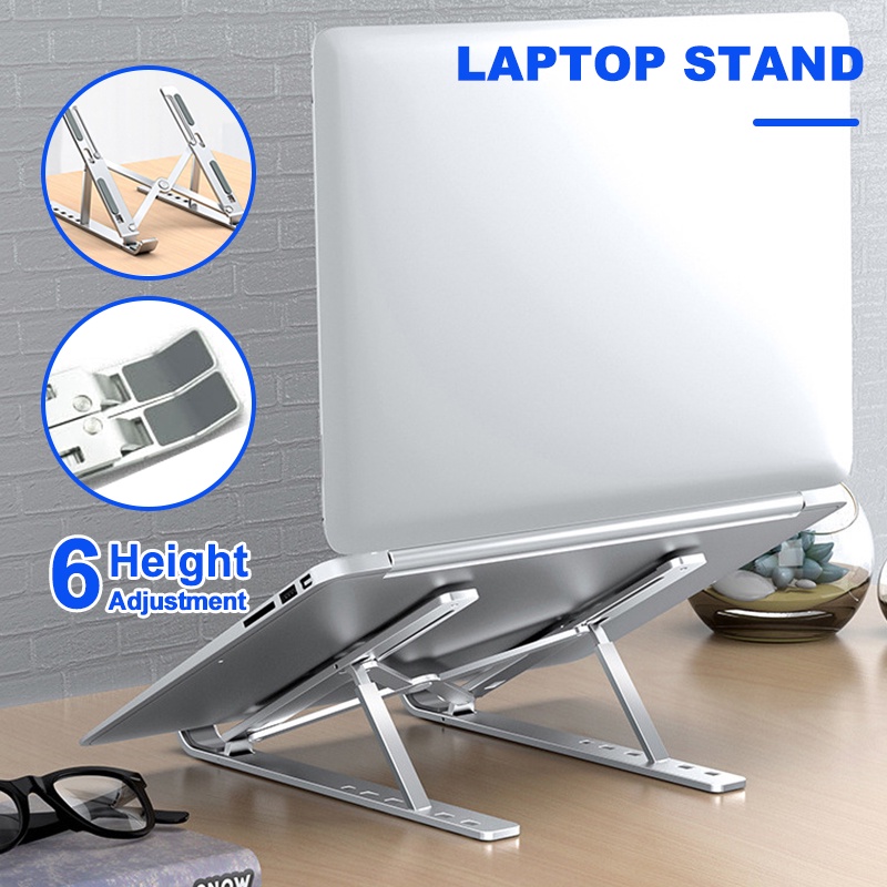 Dudukan Komputer/Braket Penambah Desktop Paduan Aluminium Laptop Pembuangan Panas Folding Stand Holder Laptop