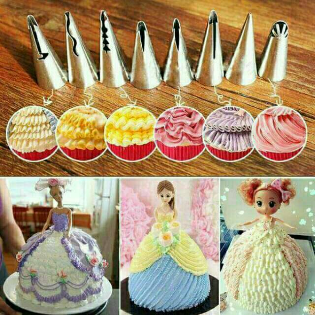 6 Pcs Spuit Korea Renda Spuit Kue Rok Barbie Dekorasi Kue Fondant Cake Rusia Kue Ulang